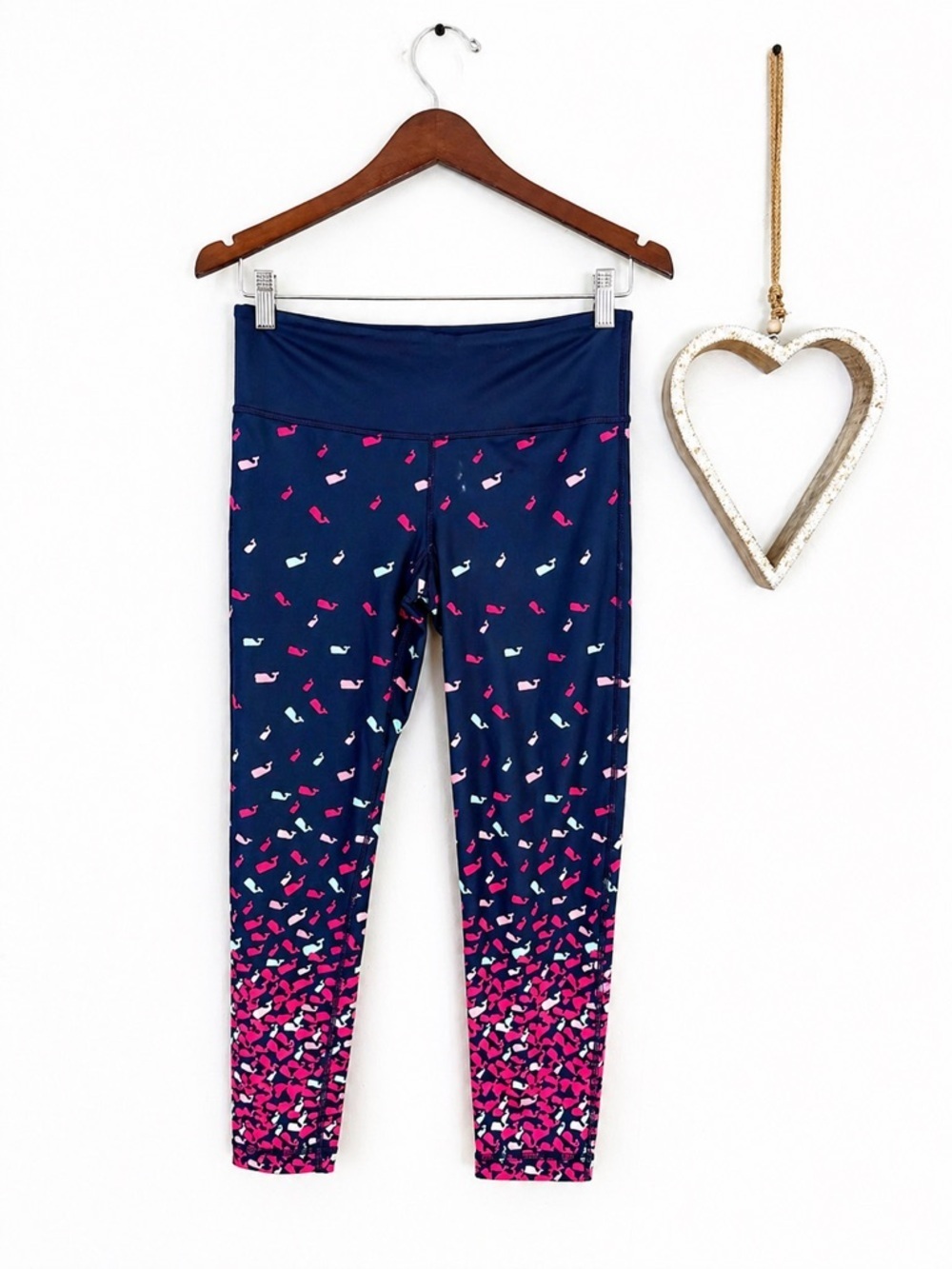 Vineyard Vines Navy Whale Print Leggings High Rise Athletic Yoga Pants SMALL